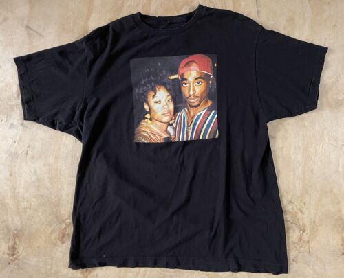 Y2K 2Pac Tupac Shirt Cross Colours Adult Large Black Faded Mens 90s Da Brat - Picture 1 of 13