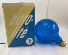 Vintage Duro-Lite Mid Century Modern 5" Blue Colored Globe Light Bulb Mod Lite
