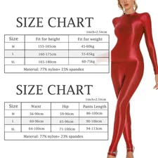 Sexy Women's Sheer Solid Color Oil Glossy Sets Long Sleeve Tops Elastic Trousers