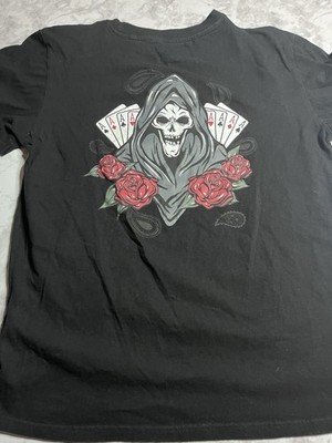 Taco Tuesday Grim Reaper Skull Roses Playing Cards Graphic T Shirt Men s Medium