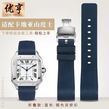 Correa de reloj de goma 20 23 mm para pulsera Cartier Sandoz Santos serie 100