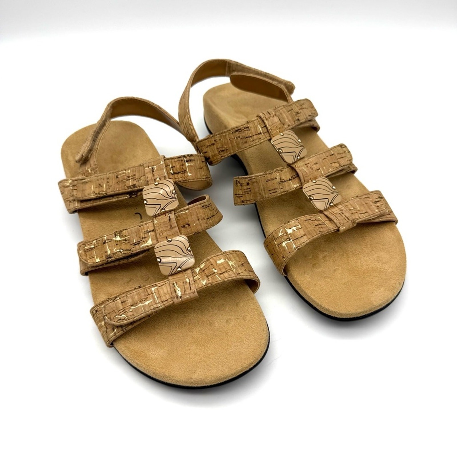 Vionic Amber Gold Cork Adjustable Orthopedic Sand… - image 1