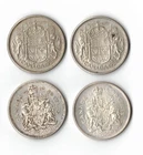 Four 80% Silver Canadian Half Dollars 2 x1 958, 1963, 1966