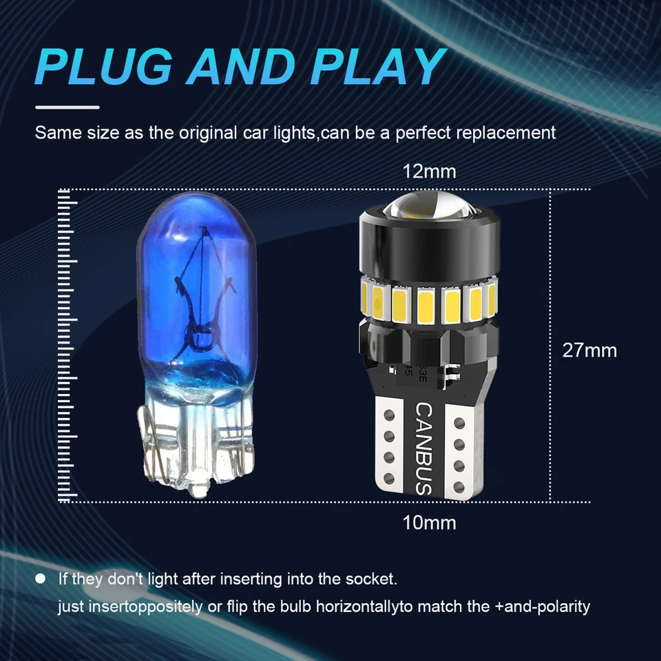 2PCS T10 W5W LED Bulb Auto Car Interior Dome Light Auto Signal Lamp License Lamp - Image 3 of 4