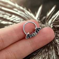 16G Hanged Bat Septum Ring 925 Silver Bat Hoop Earring Septum Jewelry Helix Ring