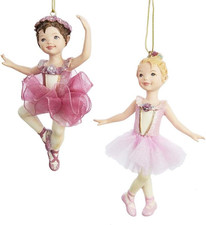 4.25-Inch Ballet Girl Christmas Ornaments 2 Assorted