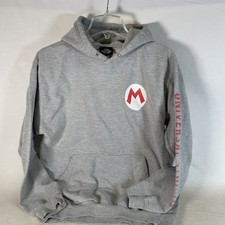 ORIGINAL Super Nintendo World - Super Mario Grey Hoodie Adult Med - READ  