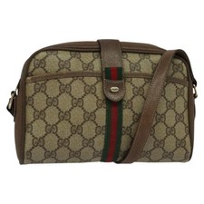 GUCCI GG Supreme Web Sherry Line Shoulder Bag PVC Beige 116 02 055 Auth ep9348