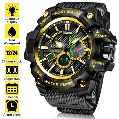 Wasserdichte Herren Digital Sportuhr LED Hintergrundbeleuchtung Armbanduhr