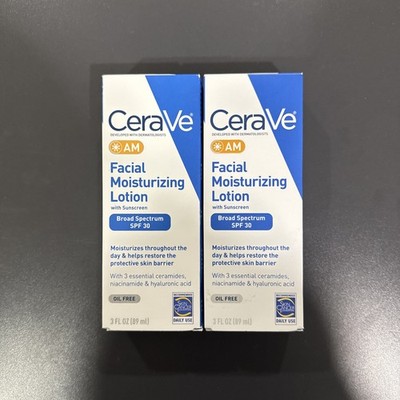 LOT OF 2 Cerave AM Facial Moisturizing Lotion SPF 30 - 3oz EXP: 10/26 10/27