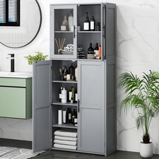 168CM Tall Freestanding Cleaning Tool Cabinet Broom Closet Storage with Doors