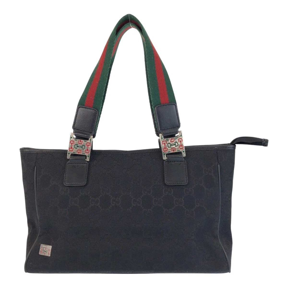 Sac fourre tout bandoulière Beauty GUCCI Sherry Line noir noir GG toile cuir