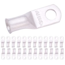 SELTERM 25pcs 4 AWG 1/4" Stud Marine Grade Tinned Copper Battery Cable Lugs, ...
