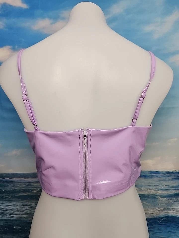 全新 Finesse 女式丁香素食皮革作物上衣,尺寸 M  — 第 3/3 张图片