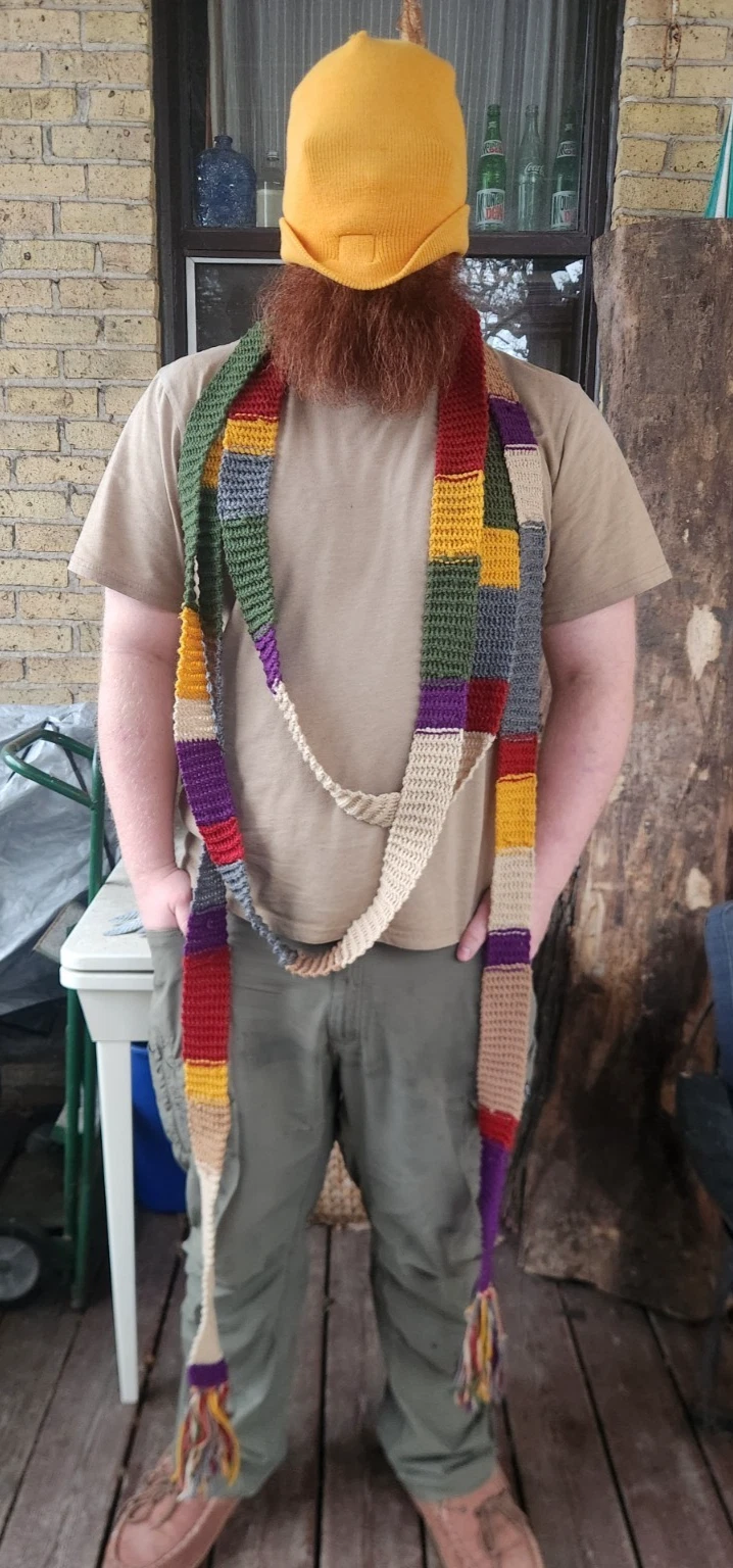 Handmade One of One Oversized Wool Hand Knit Extra Long Skinny Doctor Who Scarf