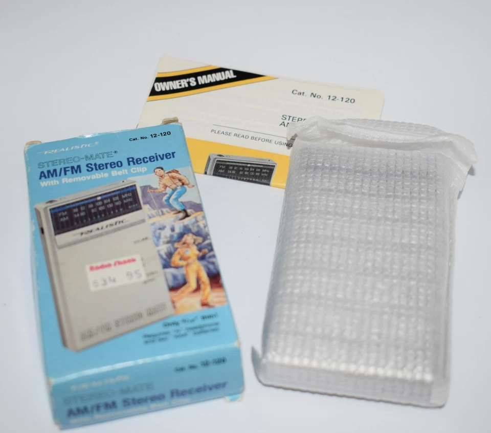 Realistic 12-120 Stereo-Mate AM/FM Stereo Receiver W/Belt Clip ~ NOS - Image 2 of 4