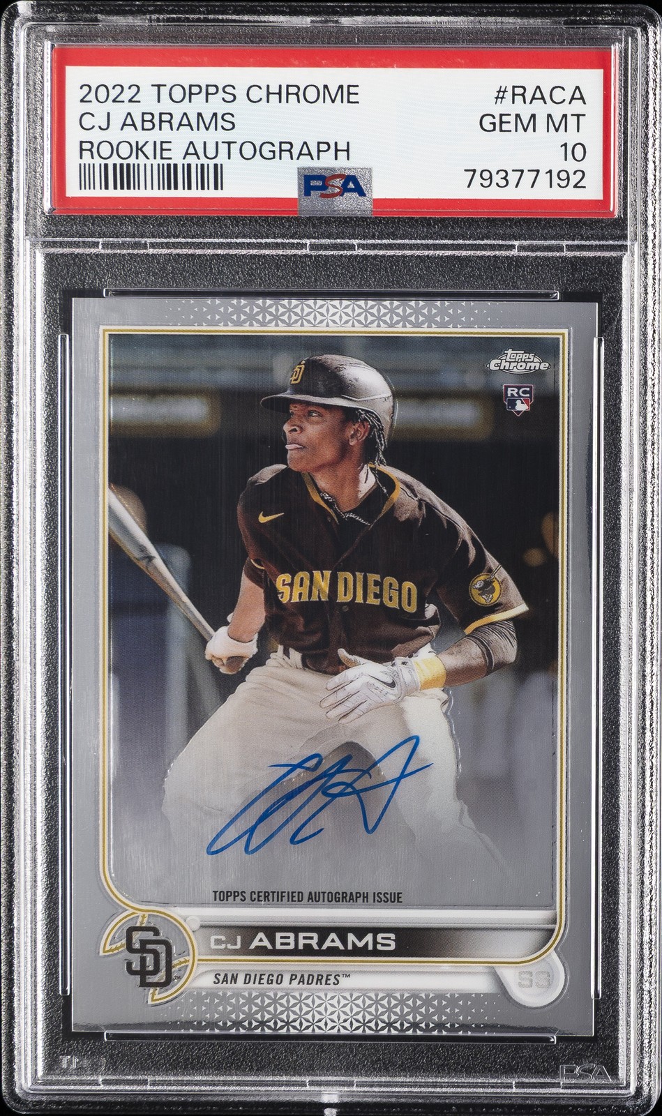 2022 TOPPS CHROME RC AUTOS #RACA CJ ABRAMS PSA 10 AUTO