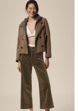 Anthropologie Maeve COLETTE CROP WIDE-LEG PANTS: CORDUROY: MOSS: 27 P