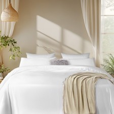 3 Piece Queen Size Duvet Cover Set 100 Tencel Lyocell Bed Sheet Set White