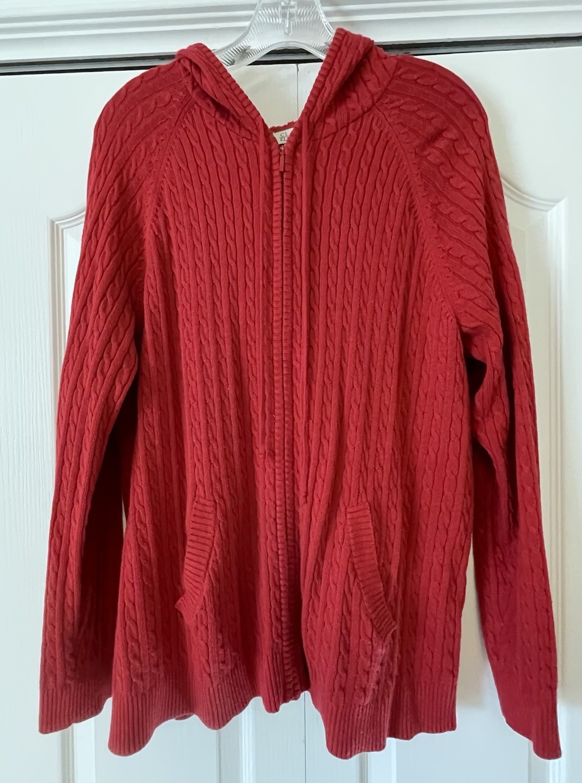 Classic Elements Red Classic Cable Knit  Zippered… - image 1