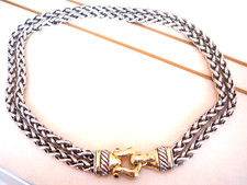 DAVID YURMAN 14K SS DOUBLE WHEAT BUCK GARNET NECKLACE.