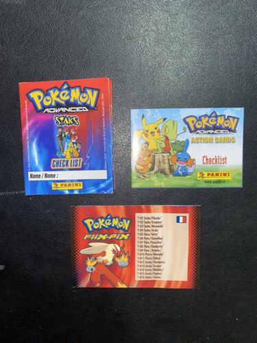Pokemon Check List Advanced Staks + Action Cards + Flix Pix New, PANINI 2003 - Foto 1 di 2