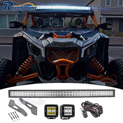 For Can-am Maverick X3 MAX 17-24 Curved 52'' LED Light Bar Pods Roof Bracket Wire