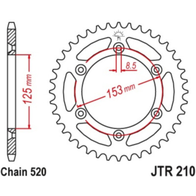 JT SPROCKETS Standard Stahlritzel hinten 210 - 520 RR XTRAINER CRE-F CR XR CRF C