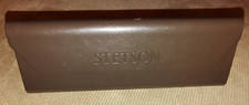 STETSON TRIANGULAR HARDSIDE GLASSES CASE BROWN LEATHER MAGNET CLOSURE ESTATE