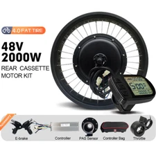 2000W 48V E-bicycle Fat Tire Rear Cassette Hub Motor Wheel Kit 190MM Dropout