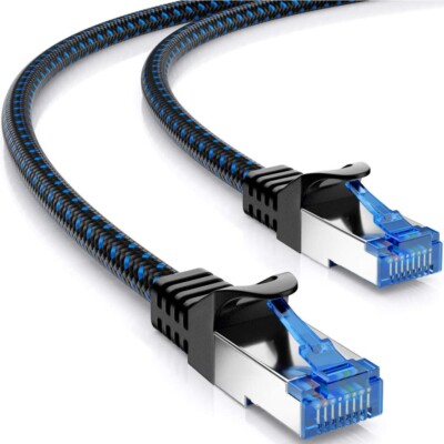 7,5m CAT8 Patchkabel Nylon Netzwerkkabel S/FTP 40Gbit RJ45 LAN DSL CAT 8.1 Kabel