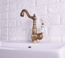 Antique Brass Deck Mount Swivel Bathroom Kitchen Basin Mixer Tap Sink Faucet