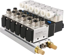 4V210-08 DC 24V Single Head 2 Position 5 Way 6 Pneumatic Solenoid Valve W Base