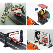 4 PACK SLOT CAR KITS: 6 X Billborads, Foot Bridge, Gantry and Marshals' Hut 1:32