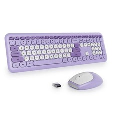 surmen Purple Keyboard and Mouse Wireless, Cute Wireless Typewriter, Full Siz...