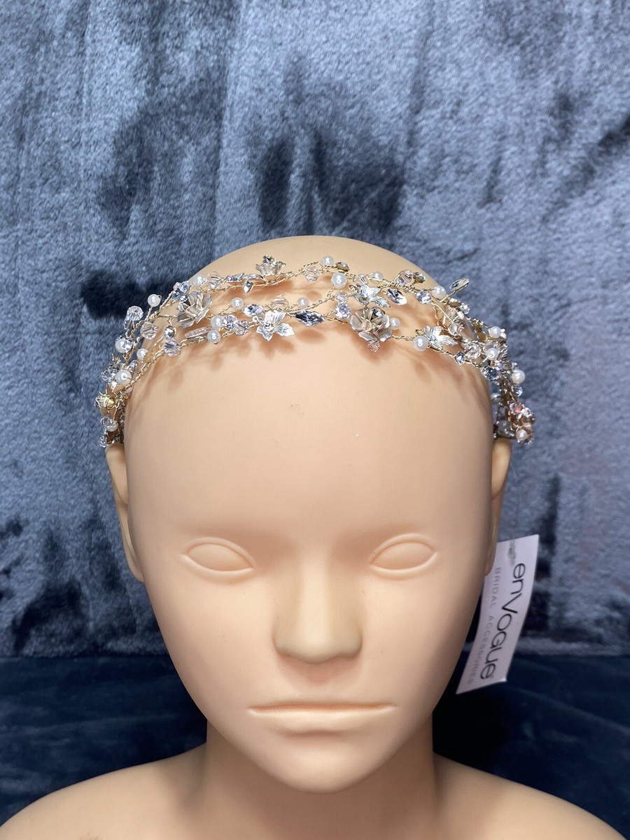 EnVogue Bridal Hair Piece Handmade Two Tier Faux Pearl  display picture 1