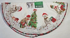 HUMANE SOCIETY TABLE TOP TREE SKIRT CATS PLAID EDGE 22 INCH 100% POLYESTER NIP