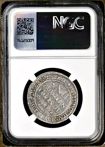 1731 IAB German States Brunswick Wolfenbuttel Wildman 1/3 Taler, 12 MG, NGC AU - Image 2 of 2