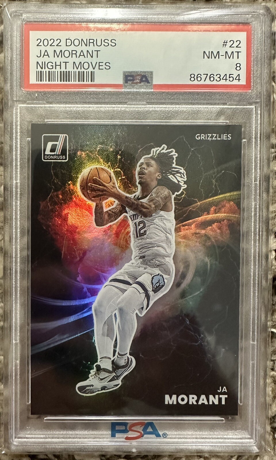 2022-23 Donruss Basketball Ja Morant Night Moves PSA 8 SSP Case Hit Grizzlies