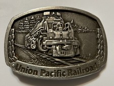 Vtg Pewter Union Pacific Railroad Belt Buckle #104