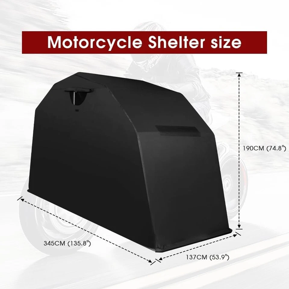 Motorcycle Covers Waterproof Outdoor Storage Sheds 136"x54" x75" Heavy Duty - Image 3 of 4