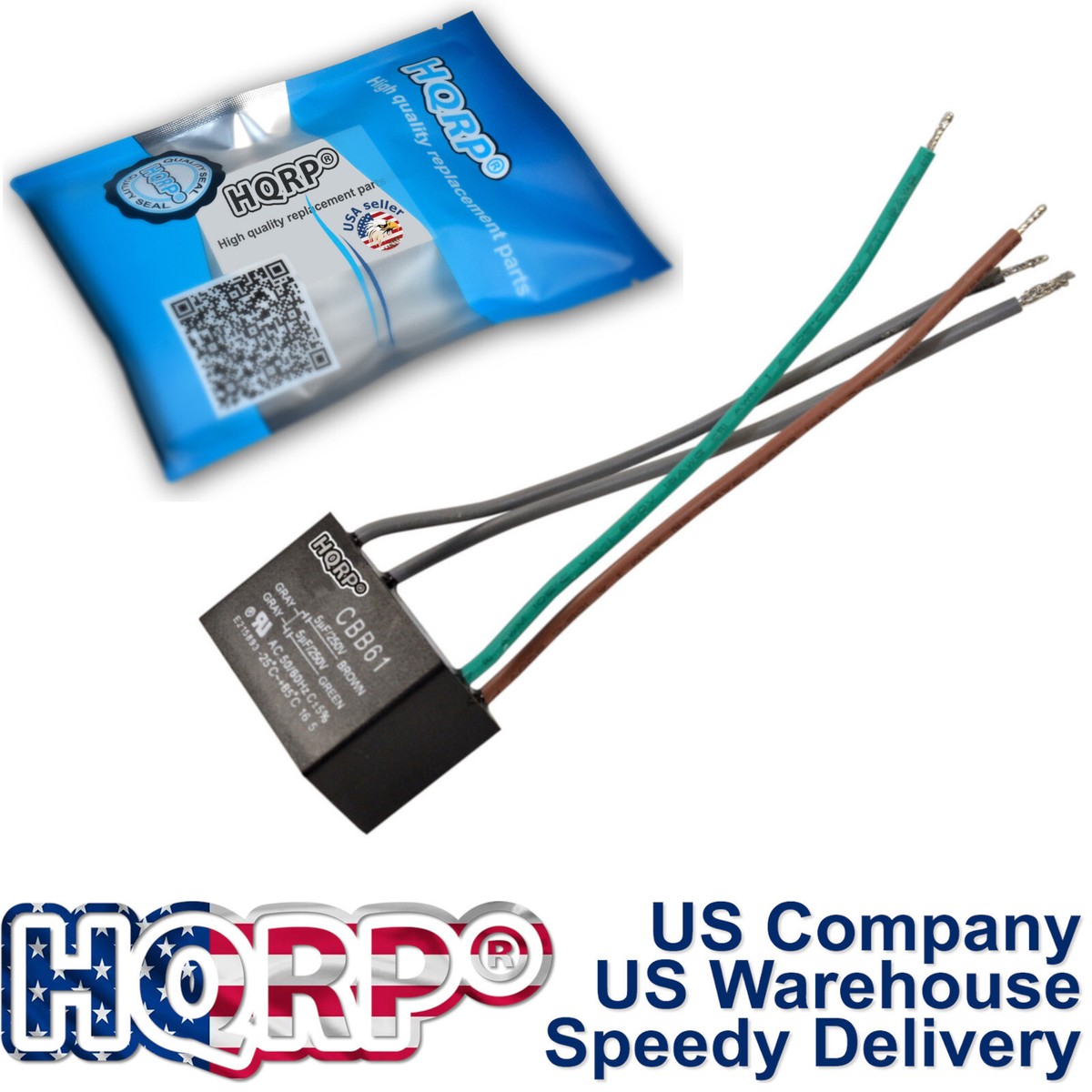 250vac 50/60Hz HQRP 2-Pack Ceiling Fan Capacitor CBB61 5uf 2-Wire Cbb61 Capacitor - Foto 13