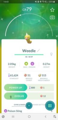  Shiny Weedle (Schillernd Hornliu) Pokemon GO  Registered Only