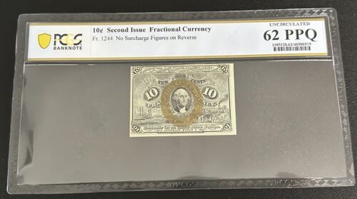 FR 1244 10 Cent Fractional Note Second Issue PCGS Banknote 62 PPQ Uncirculated - Picture 1 of 2