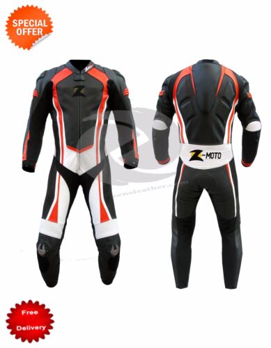 Racing leather suit men or women moto gp racing leather suit with orange lining  - 第 1/2 張圖片