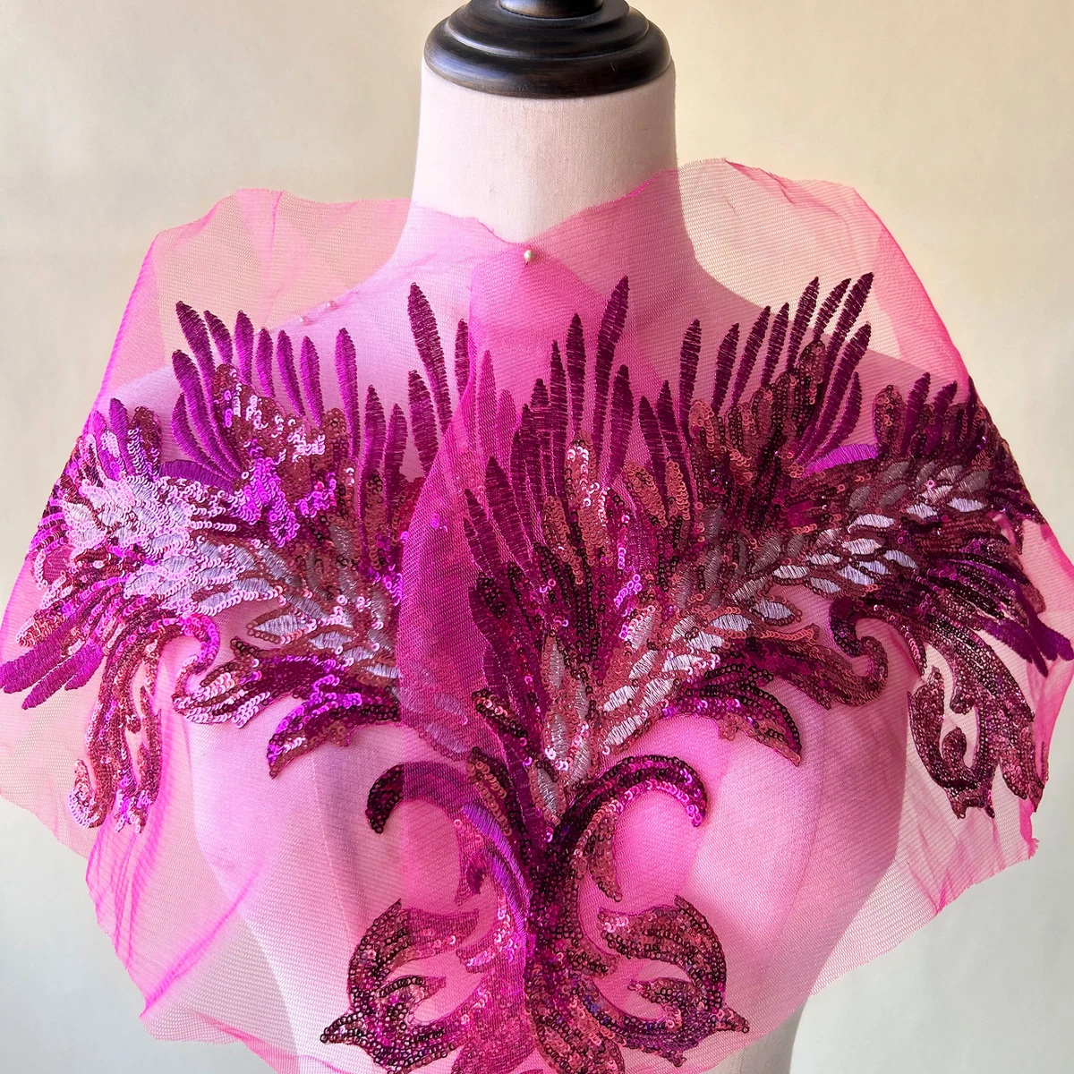 Sposa Abito Ricamo Perline Pizzo Bordo Bianco Spento Da Fai Te Applicazione 1PC - Foto 10