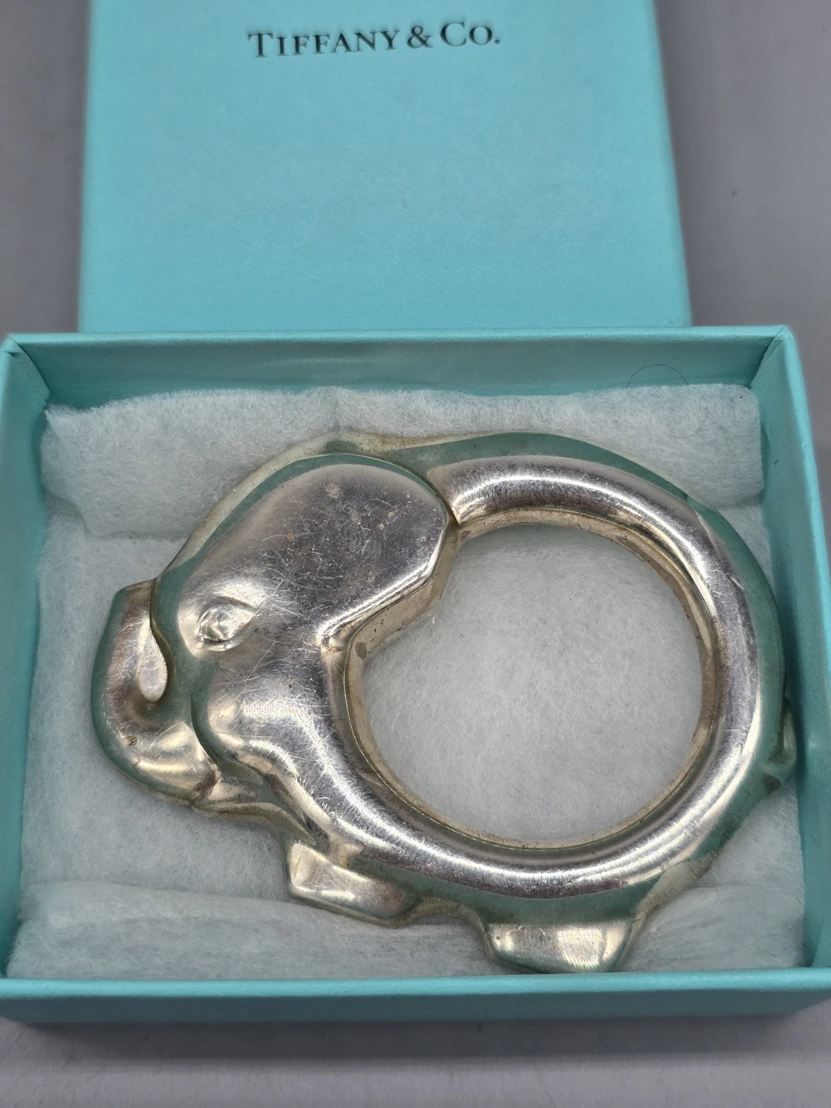 Tiffany & Co. Sterling Silver Elephant Baby Teether Ring Rattle