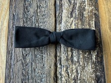 Vintage Black Silk Clip-On Skinny Bow Tie