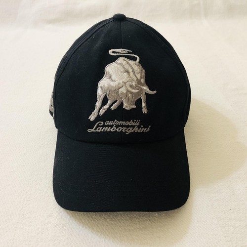 Lamborghini Hat Cap Strap Back Black Embroidered Bull Sant Agata 1963 Mens Italy