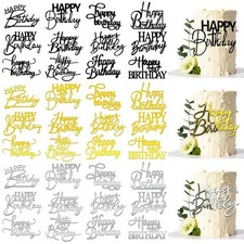 24 PCS Acrylic Cupcake Toppers 8 Styles Happy Birthday Cake Topper Engraved C...